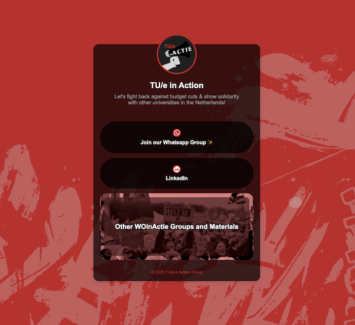 TUE in action webpage